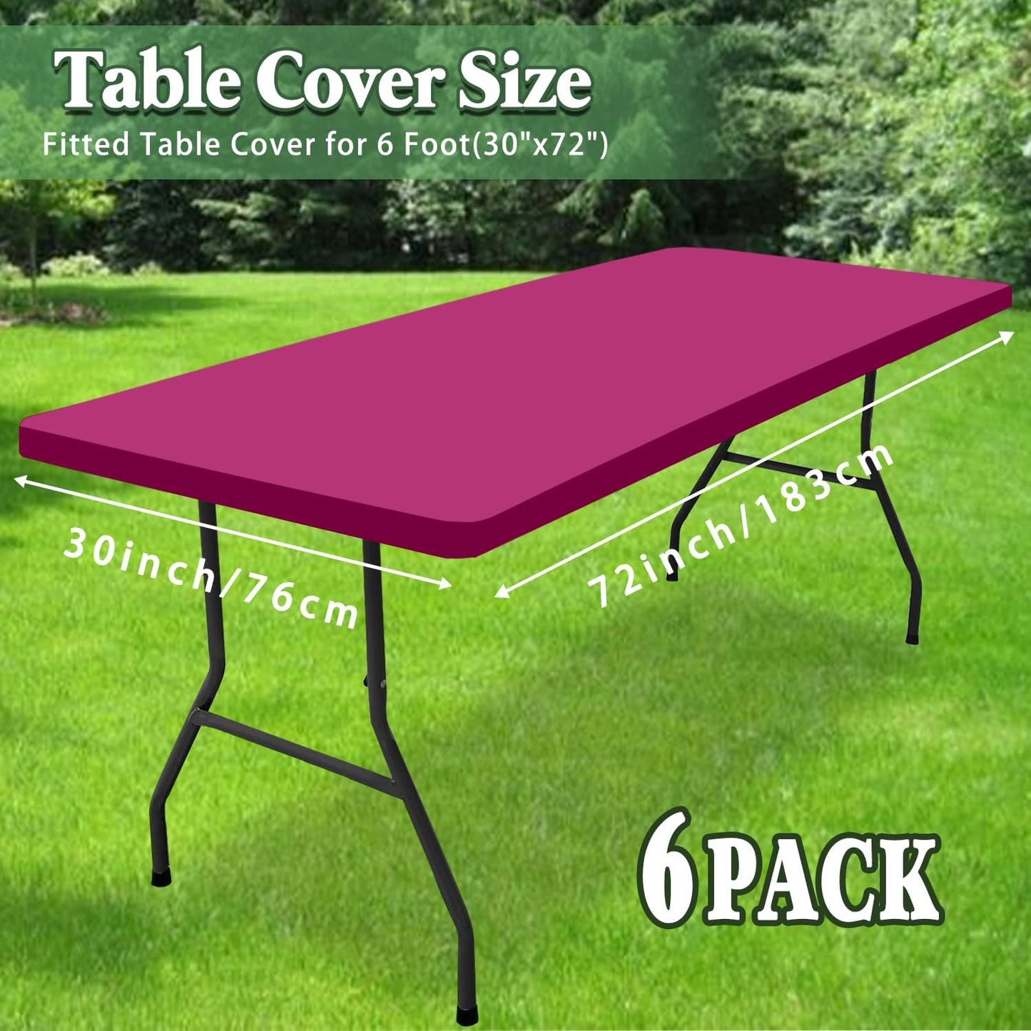6 Manteles Elásticos para Mesa Picnic 30x72" Rosa Fuerte