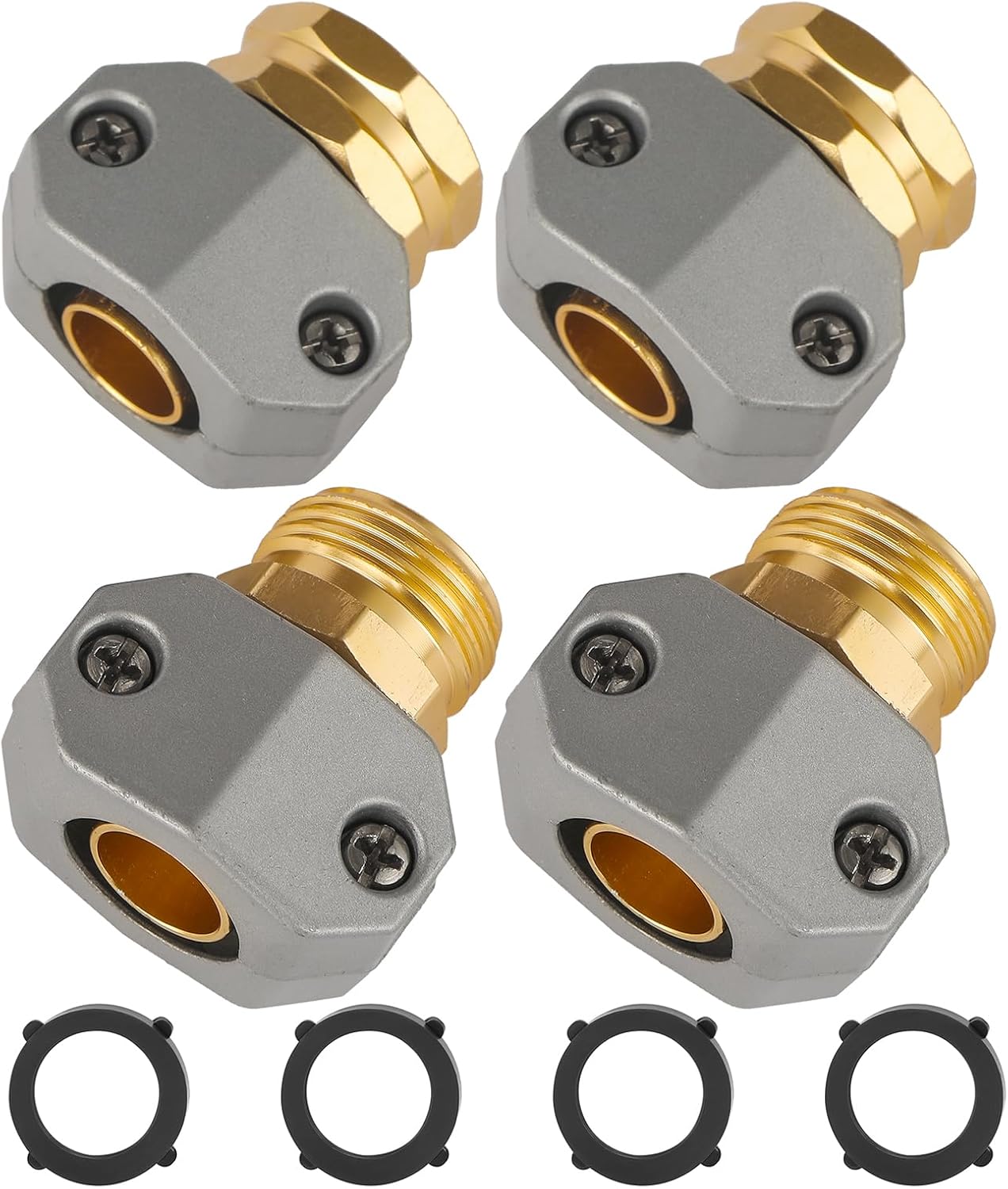 Kit reparación manguera jardín conectores aluminio 3/4 y 5/8pulg