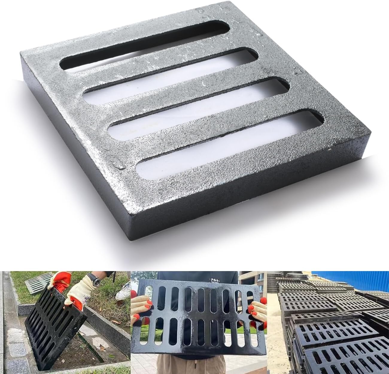Rejilla drenaje hierro fundido 9x9pulg alta resistencia