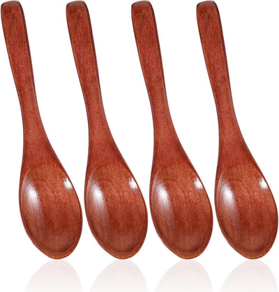 4 Cucharas Madera Mini para Azúcar Miel Salsas