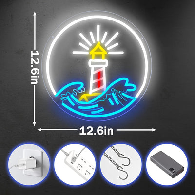 Letrero neón faro luz LED regulable para pared dormitorio bar