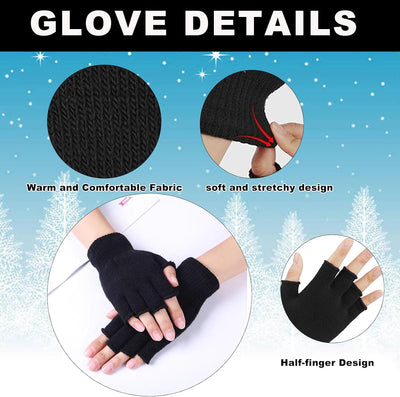 4 Pzas Guantes Invierno Sin Dedos para Mujer y Adolescente