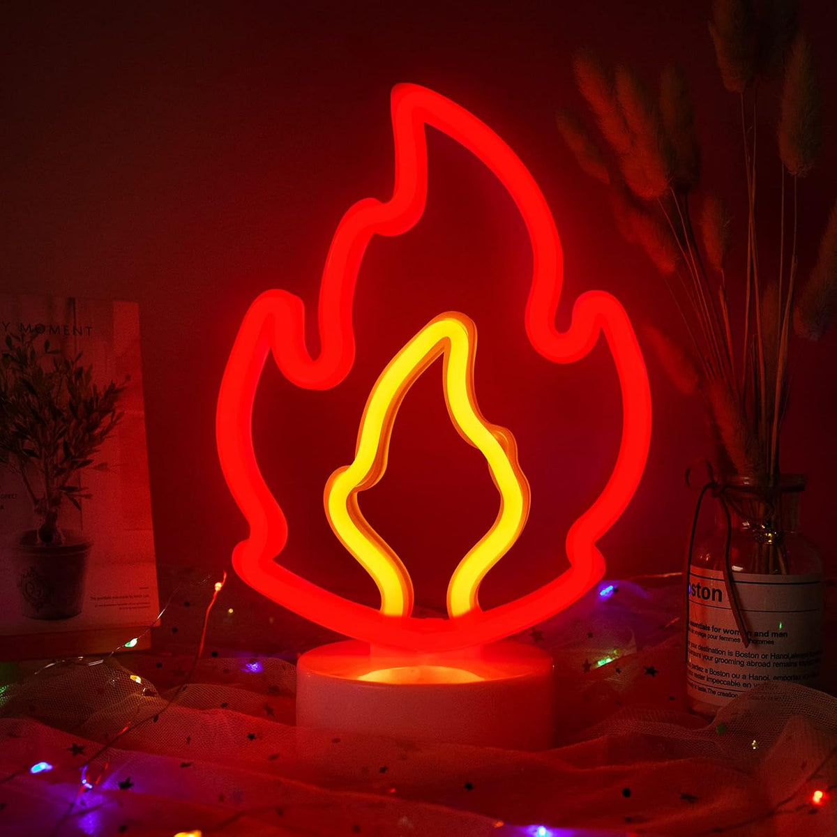 Letrero LED neón de llama para habitación boda cafetería