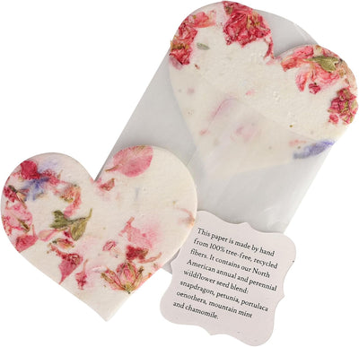 Juego 24 Papel Semillas Flores Corazón Rosa