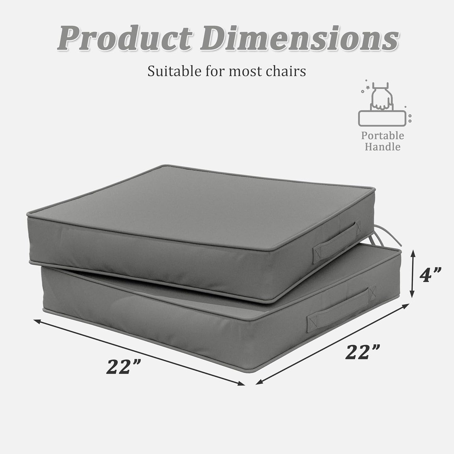Cojines silla patio 22x22pulg impermeables con asa