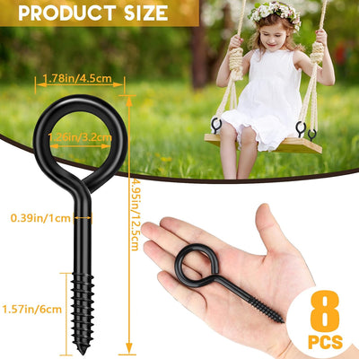 8 Pzas Pernos Ojo Negro 5pulg para Cables Madera Colgar