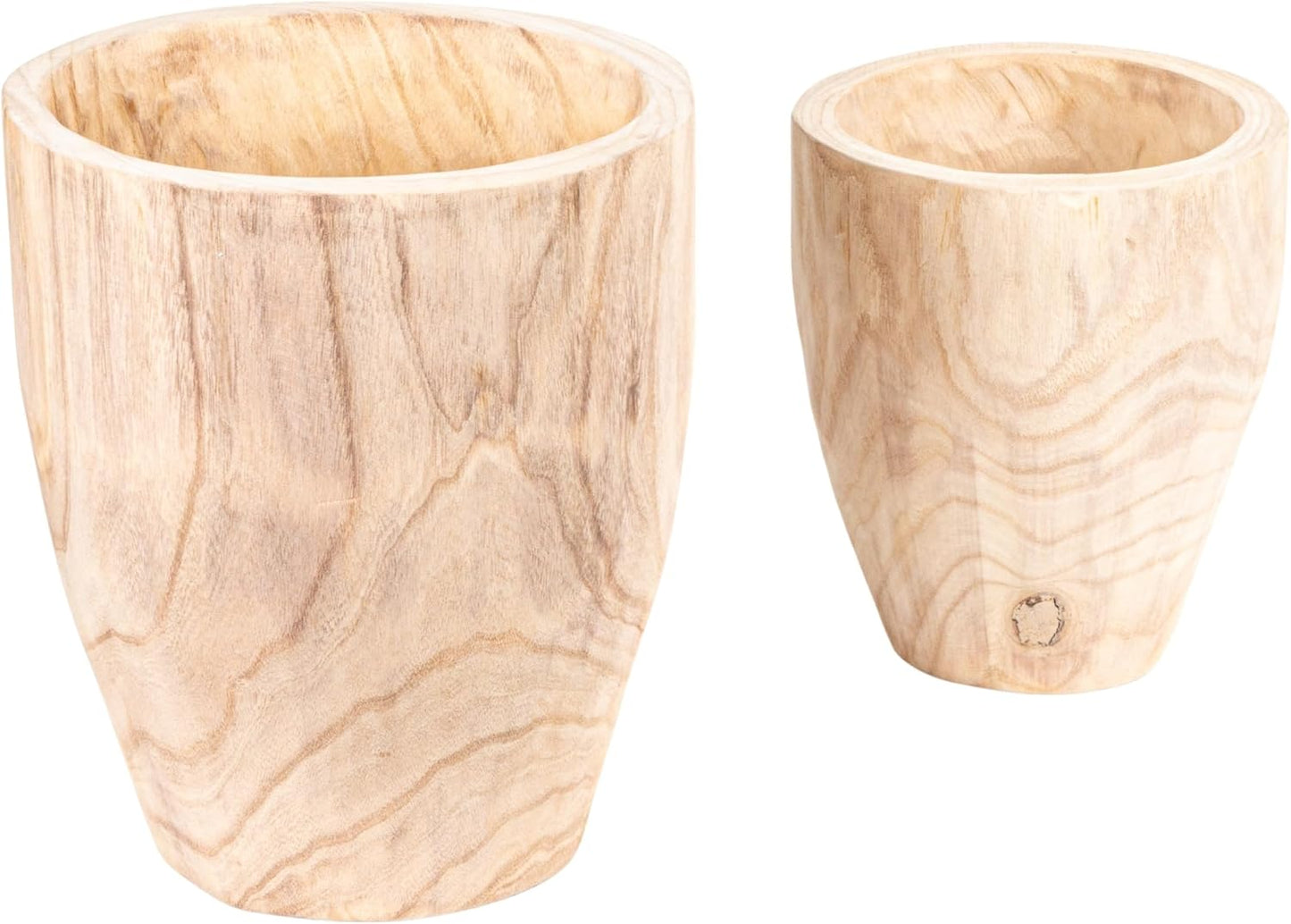 Macetas redondeadas madera paulownia set 2 tamaños