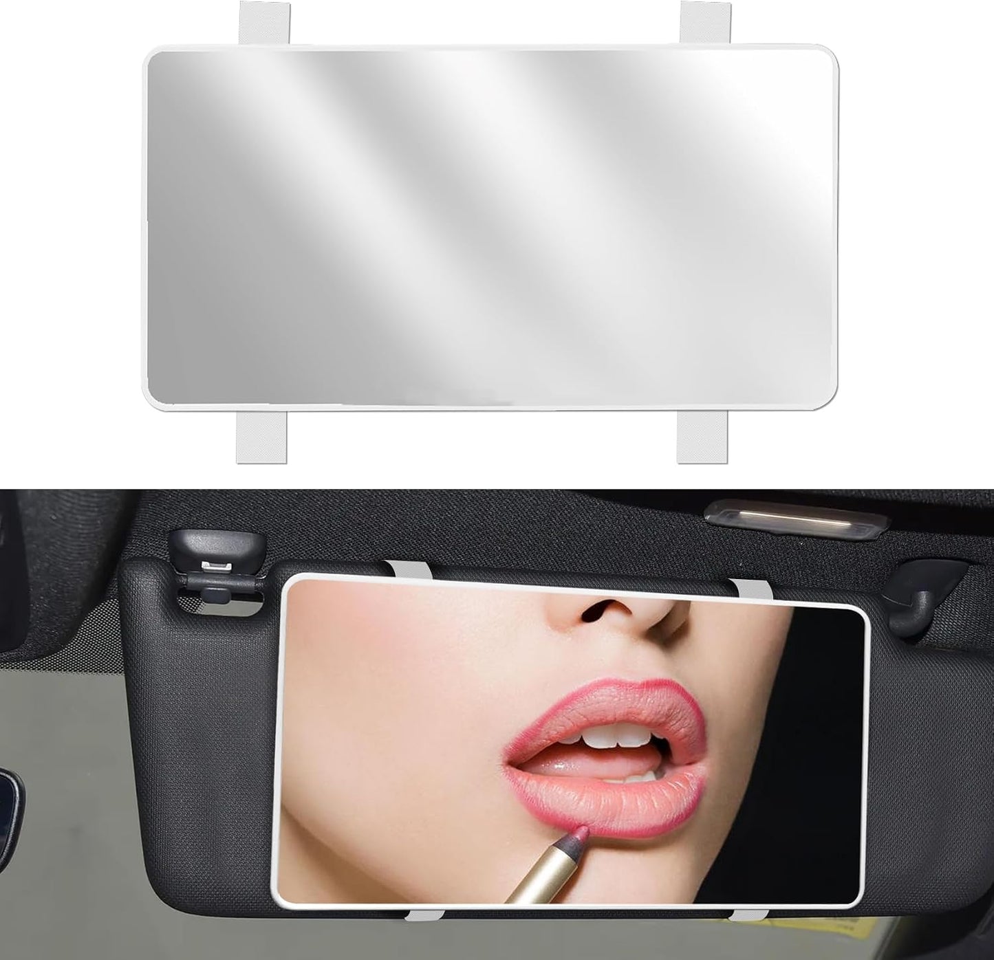 Visera espejo coche grande con correas para maquillaje