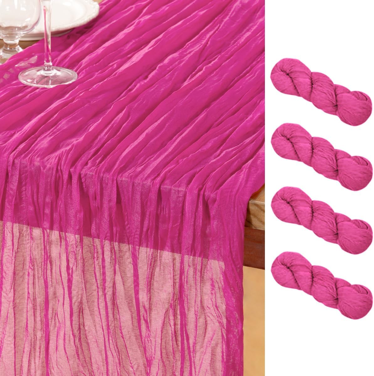 4 Caminos Mesa Estopilla Gasa Estilo Bohemio 120pulg Rosa