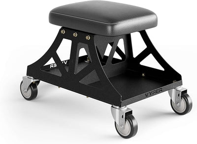 Taburete garaje asiento extraíble ruedas industriales negro