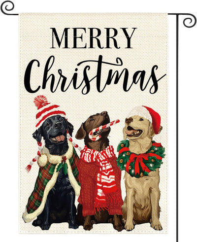 Bandera jardín perro navidad 12x18pulg doble cara patio