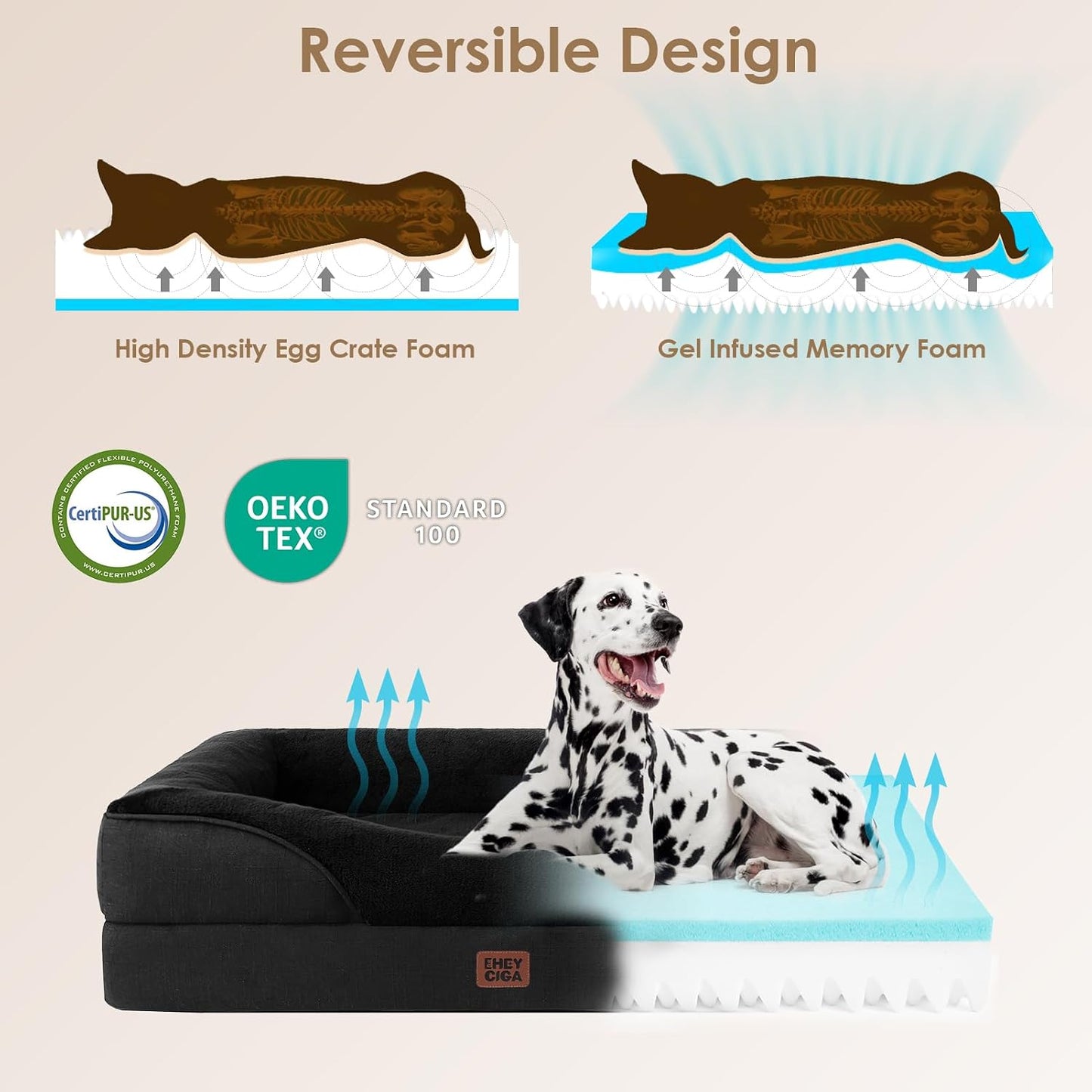 Cama ortopédica perro 42x30pulg espuma viscoelástica negro