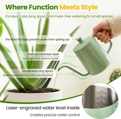 Regadera metal 20oz boquilla larga para plantas interior y bonsái