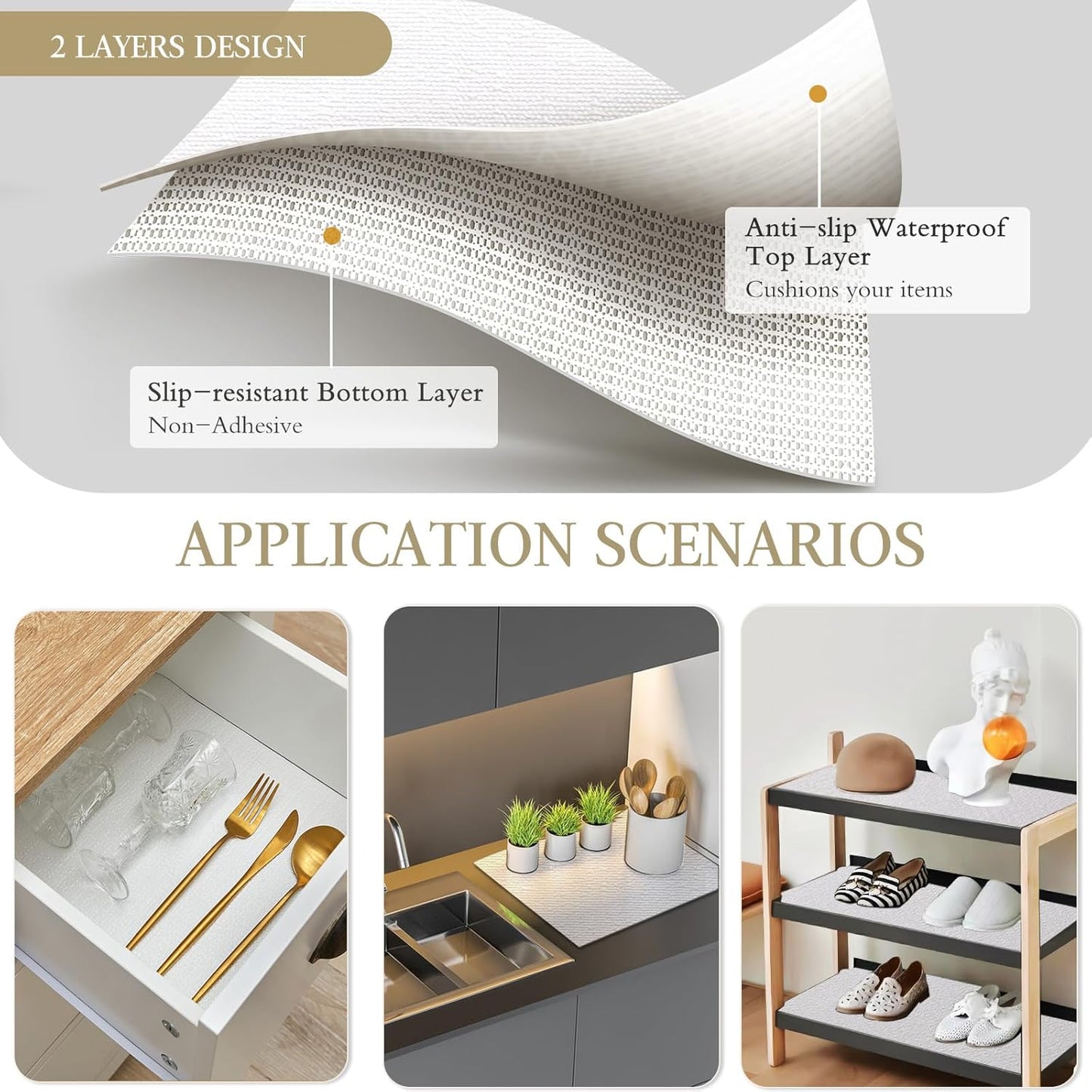 Revestimiento estante antiderrap 18" x 20pies blanco