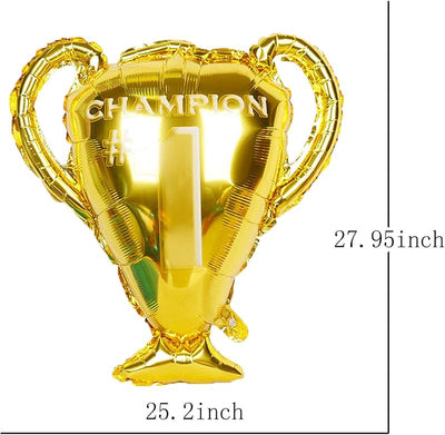 Globos fútbol y trofeos campeonato para cumpleaños niños