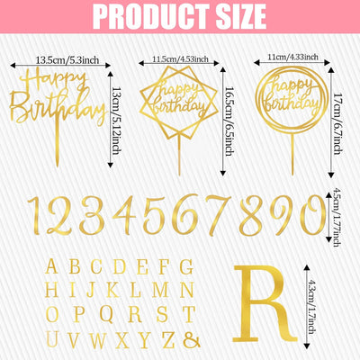 Letras acrílicas doradas para decorar pasteles cumpleaños