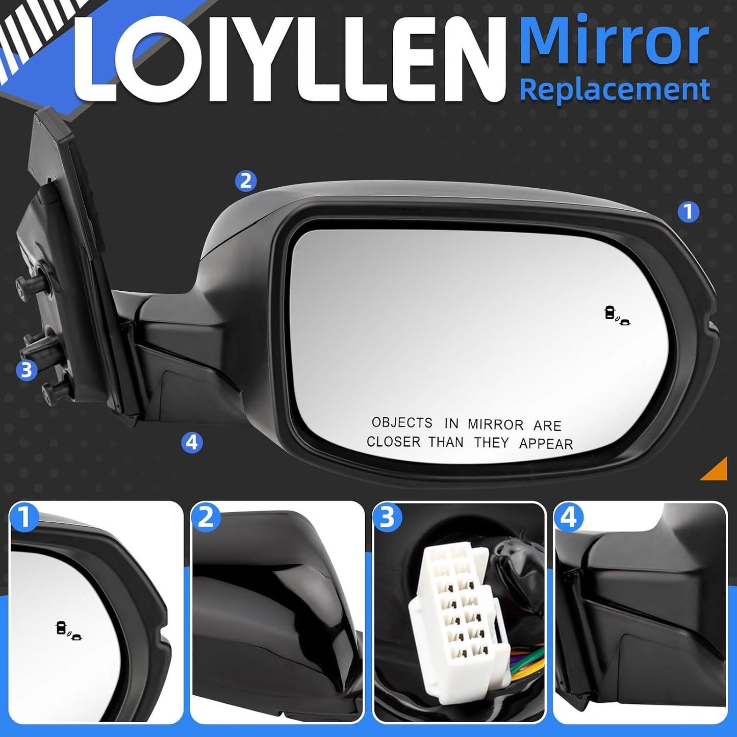 Espejo retrovisor derecho Honda CRV 17-22 con 9 pines