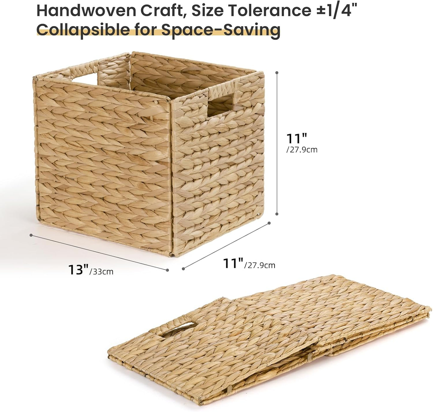 4 Cubos Mimbre Jacinto 13x11" Organiz. Plegable