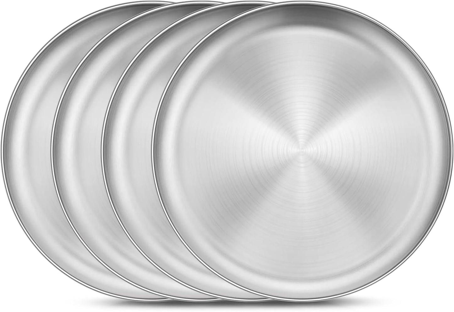 Set 4 Pzas Platos Acero Inox 10.2pulg para Niños y Adultos