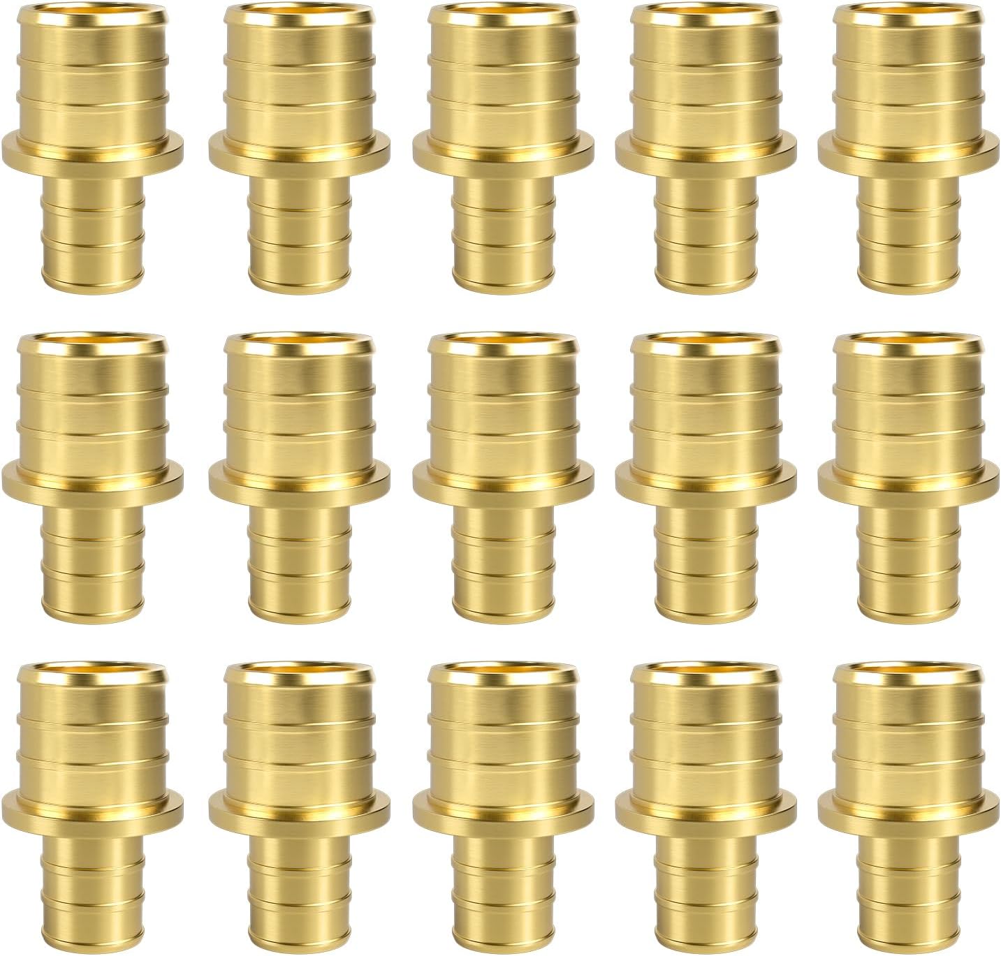 15 Pzas Acoplamiento PEX 1/2x3/4 Latón Crimp Sin Plomo