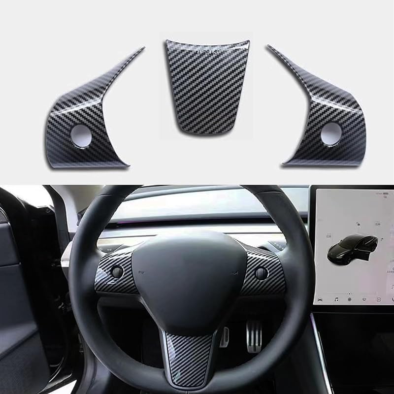 Funda volante Tesla Model 3/Y patrón fibra carbono