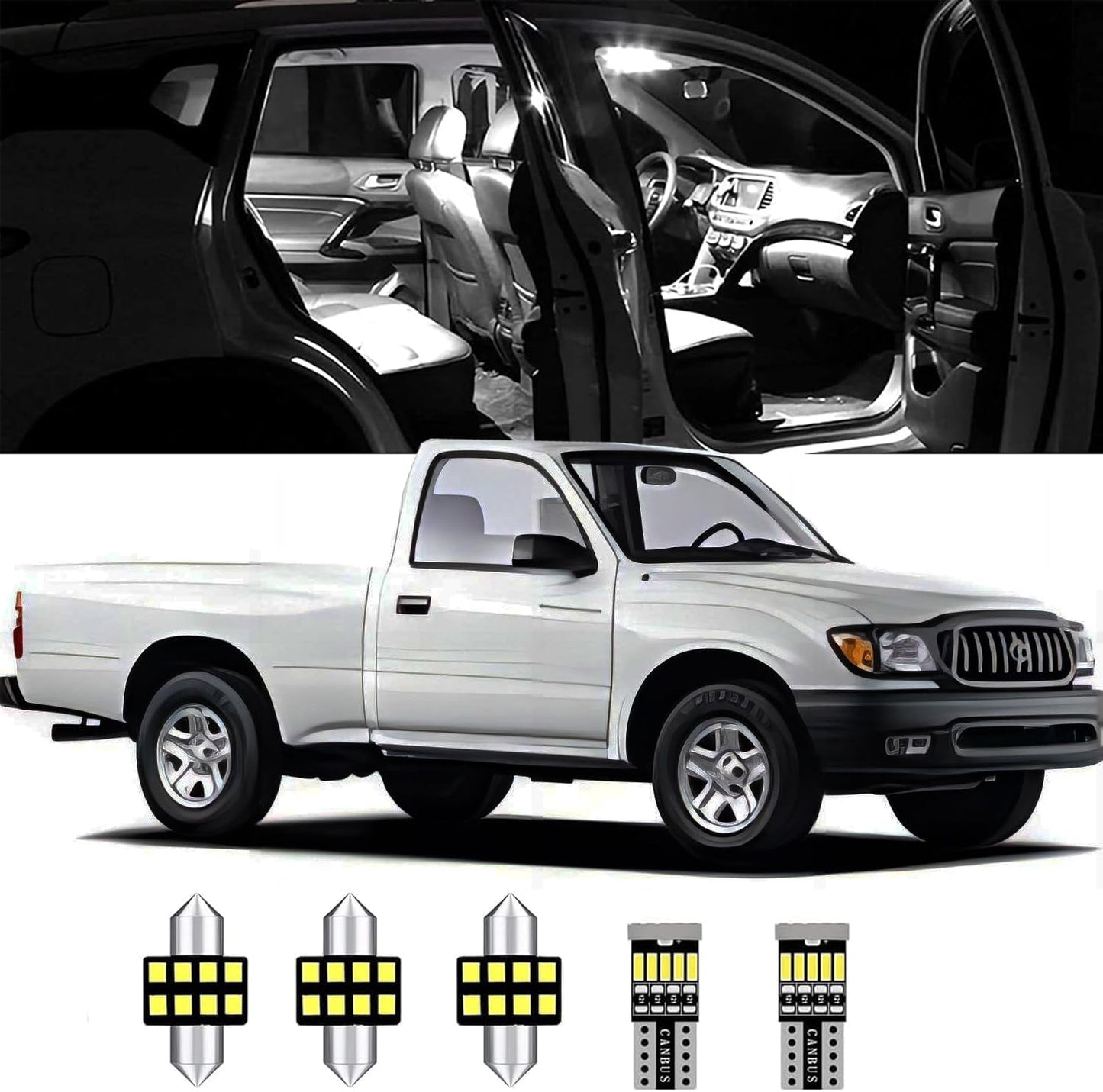 Kit 8 Luces LED Interior para Toyota Tacoma Mapa Cúpula