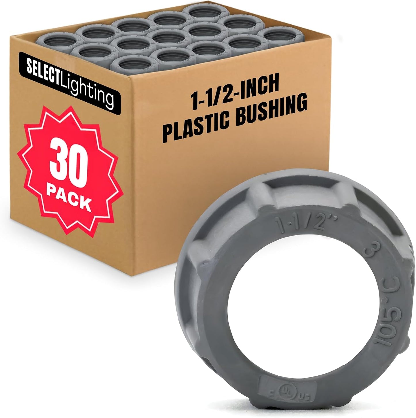 Set 30 bujes plástico aislado PVC 1-1/2pulg roscado ignífugo