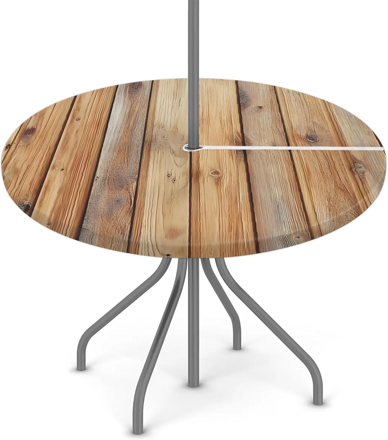 Mantel redondo ajustable con cremallera para mesa exterior