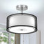 Lámpara techo 3 luces negra 13" doble tela cocina dormitorio