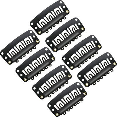 100 Clips Presión Metal U 1.26pulg Acero Inox 6 Dientes Negro