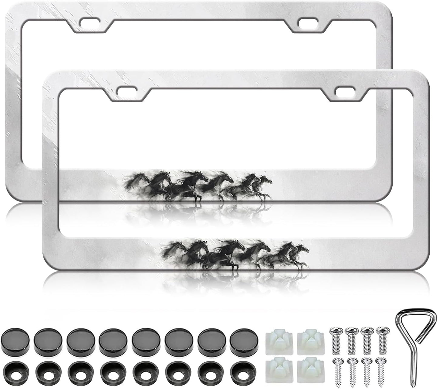 Marco placa matrícula acero inox 2 Pzas negro resistente