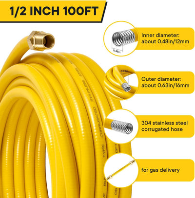Tubo gas CSST 100ft 1/2pulg acero inox corrugado propano