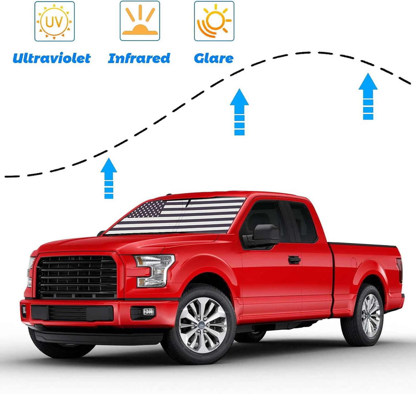 Parasol plegable para Ford F150 15-20 con bandera EE.UU.