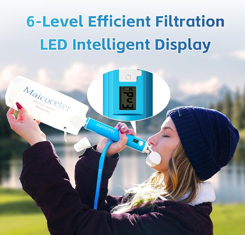 Filtro agua gravedad 2gal LED portátil viaje