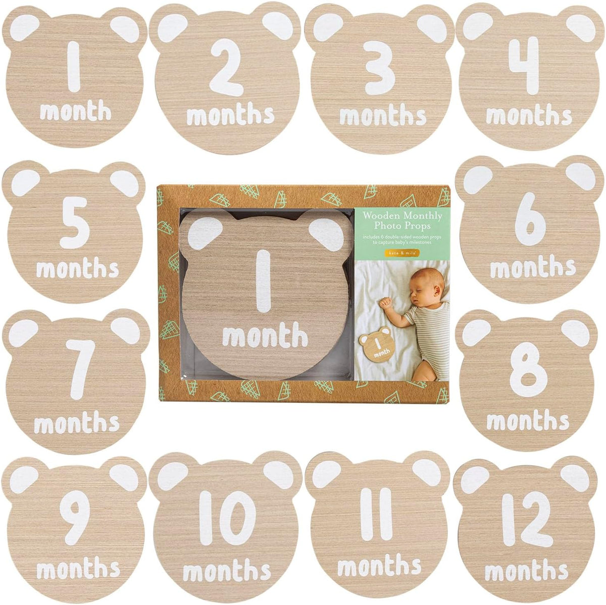 Accesorios fotos hitos bebé tema oso peluche 1-12 meses