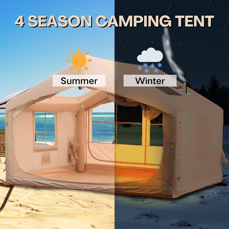 Tienda inflable camping con conector estufa lona