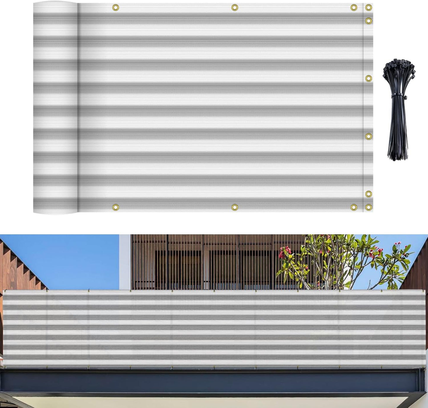 Panel valla privacidad balcón 3x12ft tela sombra UV