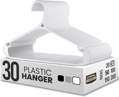Perchas plástico estándar pack 30 unidades blanco