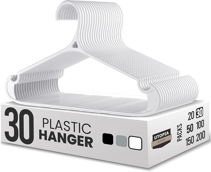 Perchas plástico estándar pack 30 unidades blanco