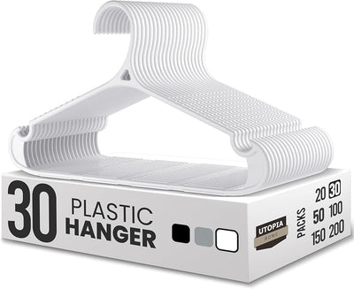 Perchas plástico estándar pack 30 unidades blanco