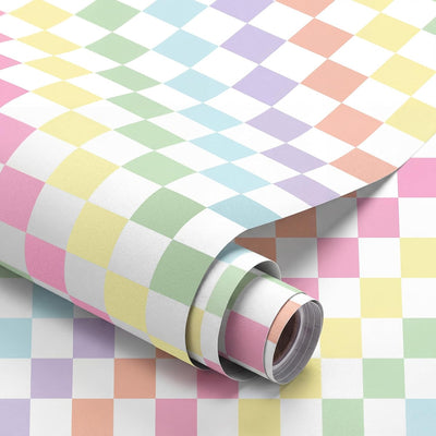 Papel tapiz cuadros pastel arcoíris 15.8x118.1pulg autoadhesivo
