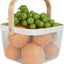 Cesta de acero malla mango madera para jardín cocina baño