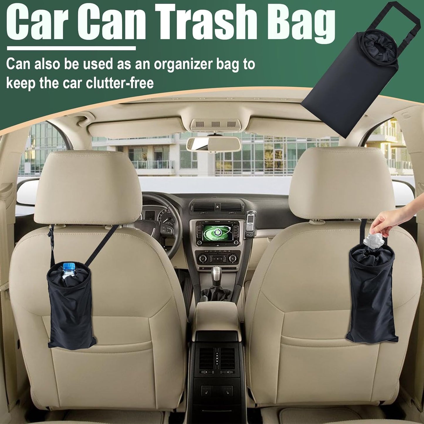 2 Pzas Bolsas Basura Coche Lavables Colgantes