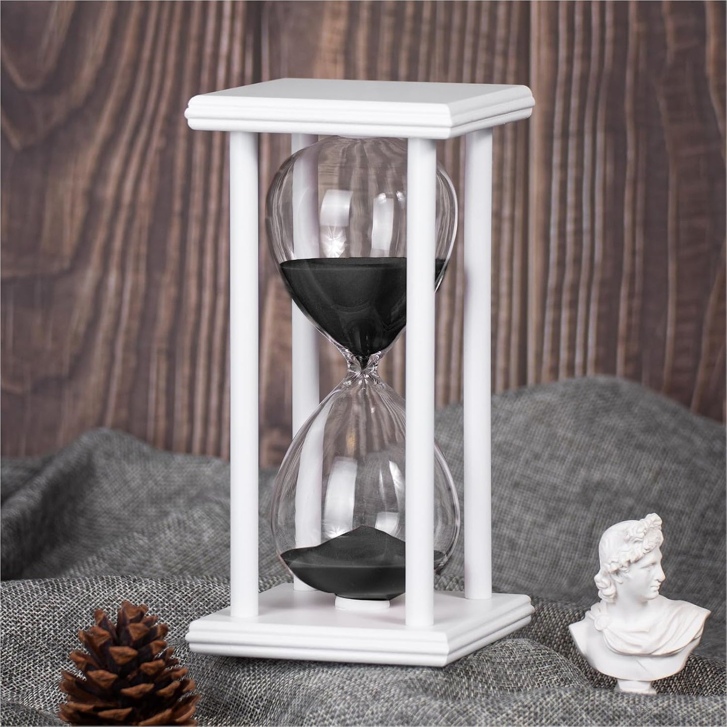 Reloj arena madera blanca 60 min decoración artesanal