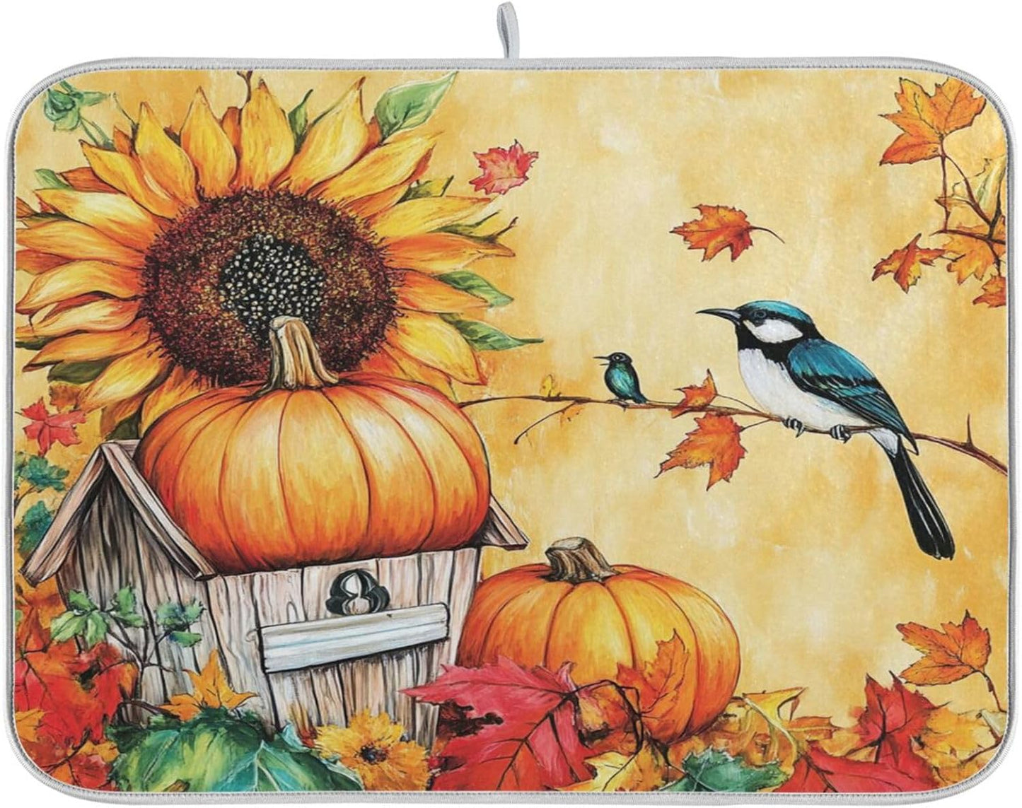 Tapete escurridor cocina microfibra otoño girasoles