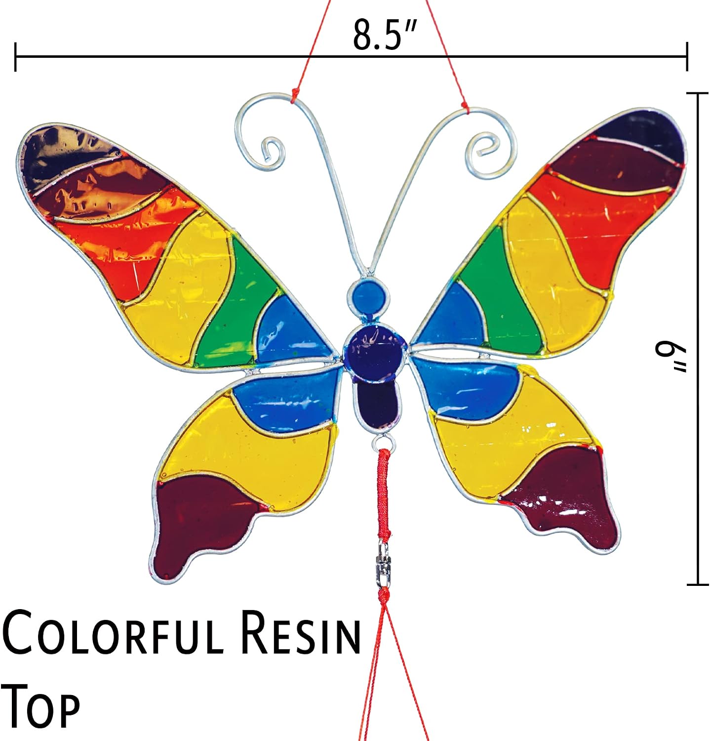 Mariposa y cinta windsock colorido medalion resina
