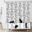 Cortina ducha con gato negro gris blanco 72x72pulg poliéster