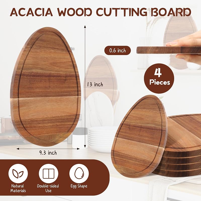 4 Tablas Cortar Acacia 15x7pulg Bloque Carnicero