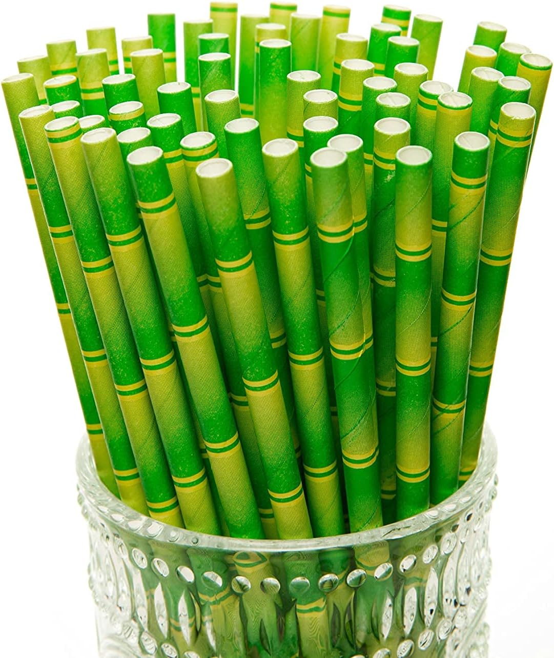 100 Pajitas Papel Bambú Estampado 2 Colores Jugos Batidos