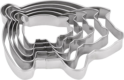 Juego 5 cortadores galletas cerdo acero inox 1.37-4.52pulg